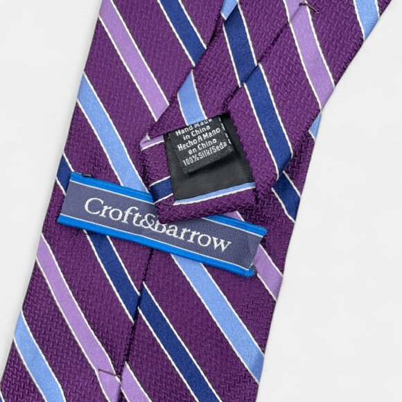 Croft & Barrow Silk Tie Striped Geometric Purple Blue Formal Dress - Picture 4 of 6